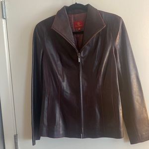 Cole Haan Burgundy Leather Jacket 8